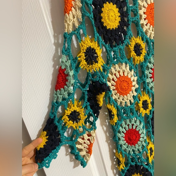 Katsum Hand Knit Crochet Floral Boho Oversized Coastal Suit Cover Up Size Small - Picture 4 of 8